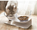 15 Degree Elevated Cat Food Bowls with Silicone Pet Mat Double Raised Cat Transparent Plastic Bowl with Stand