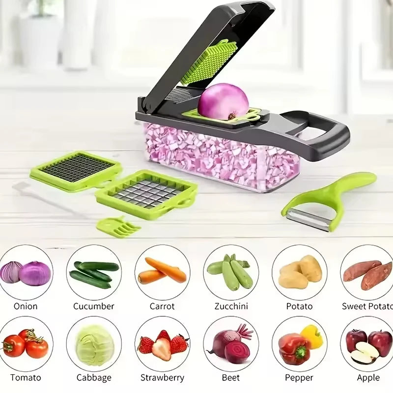 Best Sell 15 in 1 Multifonctional Potato Onion Cutter Fruits Slicer Manual Vegetable Chopper Kitchen Gadgets