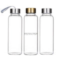 OEM 350ml 500ml 750ml 1L Reusable Clear Borosilicate Glass Metal Gold Lid Water Bottle with Custom Logo & Capacity