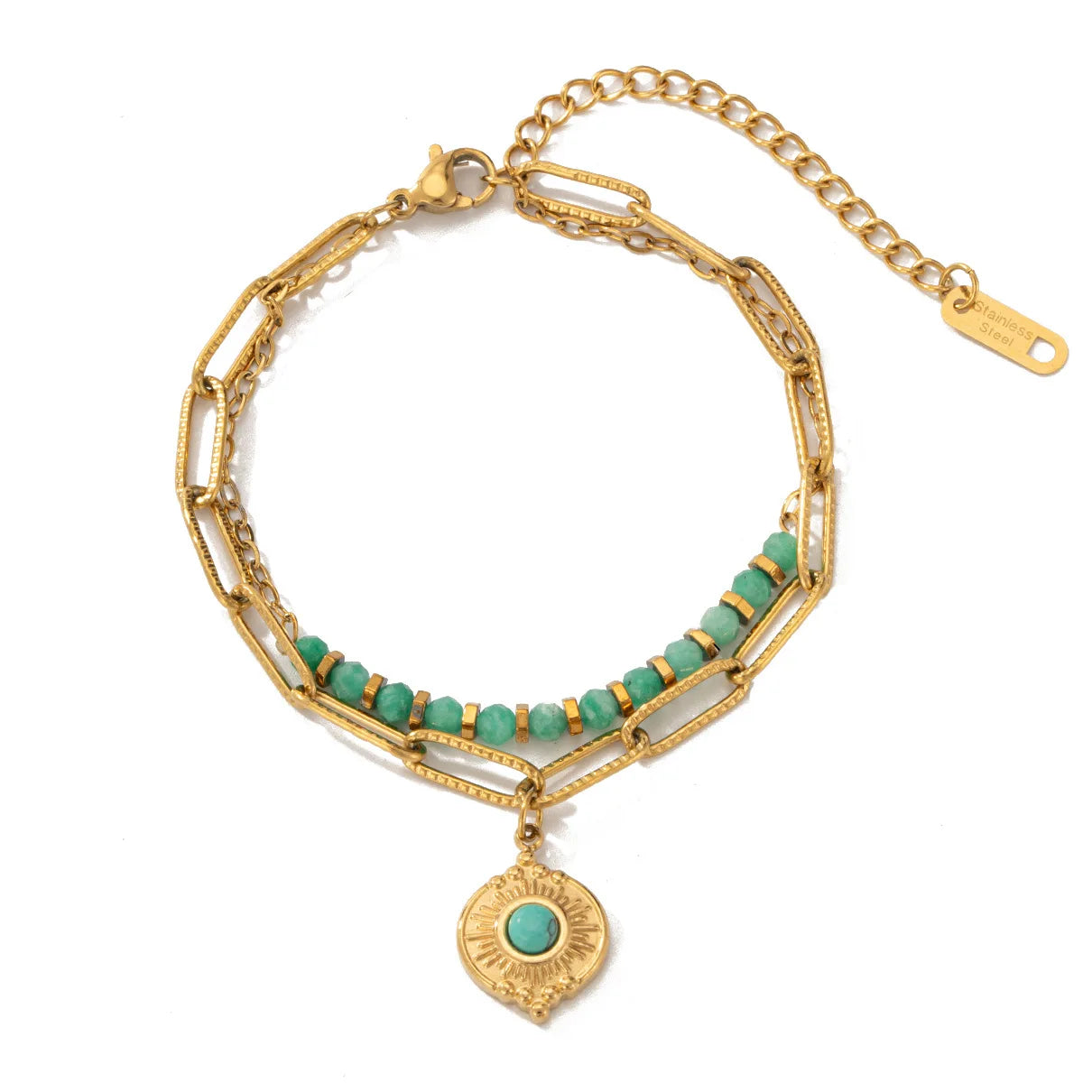 Accessories for Women Crystal Charm Bracelets for Women Gold Color Beaded Chain Double Layered Adjustable Bracelet Jewelry Gift