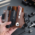 Leather Sheath Multitool EDC Pocket Organizer Belt Flashlight Outdoor Camping Tool Key Holder