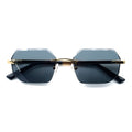 Finione Trendy Blue Lens Wooden Frames Male Sun Glasses Summer Cool Quay Rimless Sunglasses Custom logo