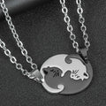Animal Pendant Black White Cat Stitching Necklace Simple Friendship Gift Heart Shape Gold White Cat Couple Jewelry Necklace 2022