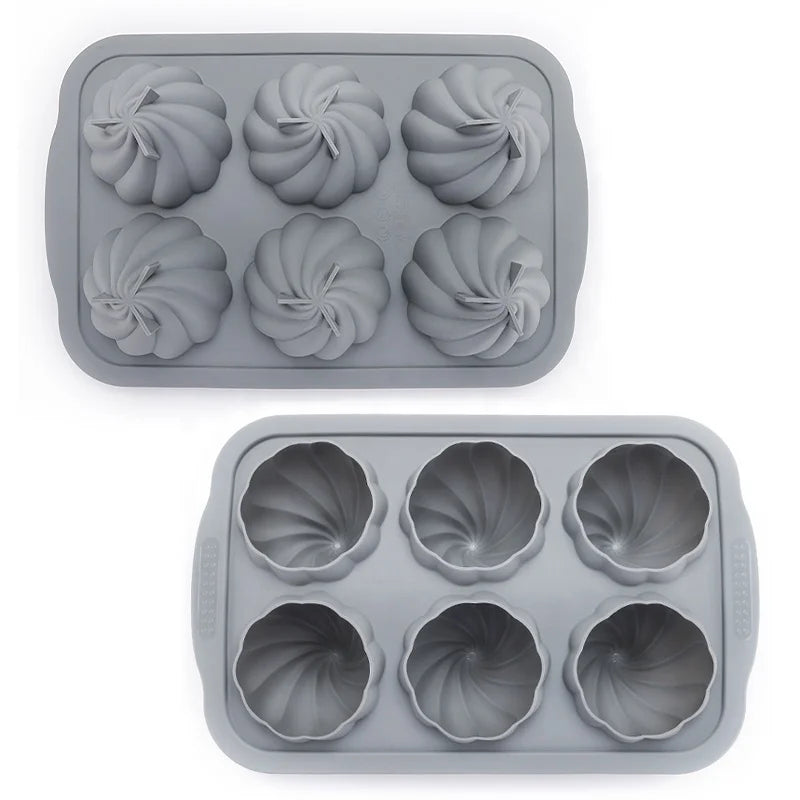 6 Cup Non-Stick Food Grade Silicone Circle Easy Release Cake Bread Baking Mold for Chocolate Cake
