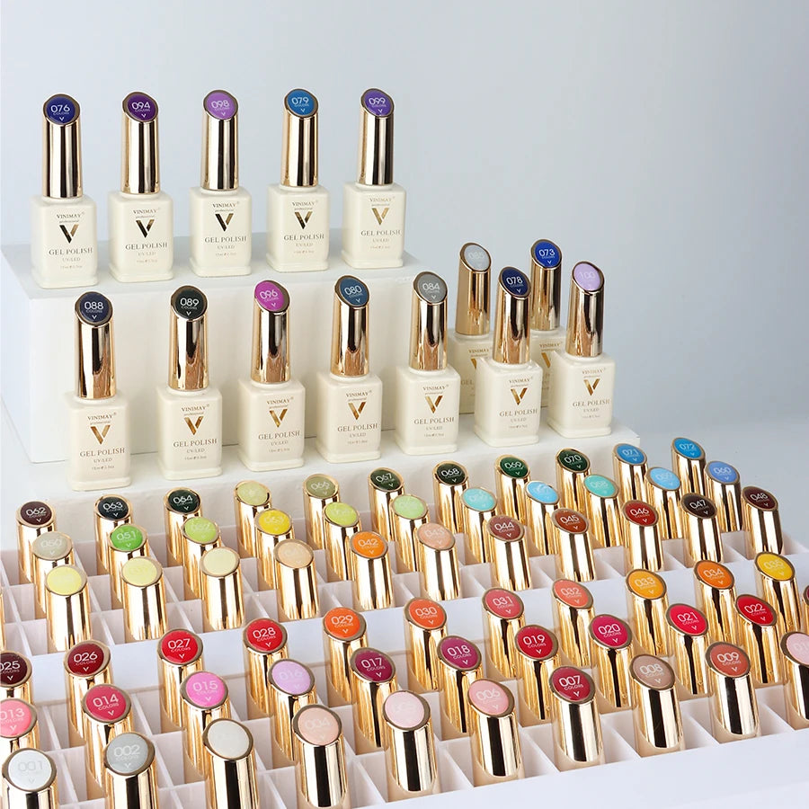 VINIMAY Custom Logo 100 Colors Gel Polish Soak Off UV Gel Nail Polish Set Box Wholesale Vegan Gel Polish Set OEM