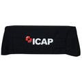 6Ft 8Ft Rectangle Table Cloth Logo Polyester Trade UnFitted Indoor Birthday Booth Wedding Events Table Cover