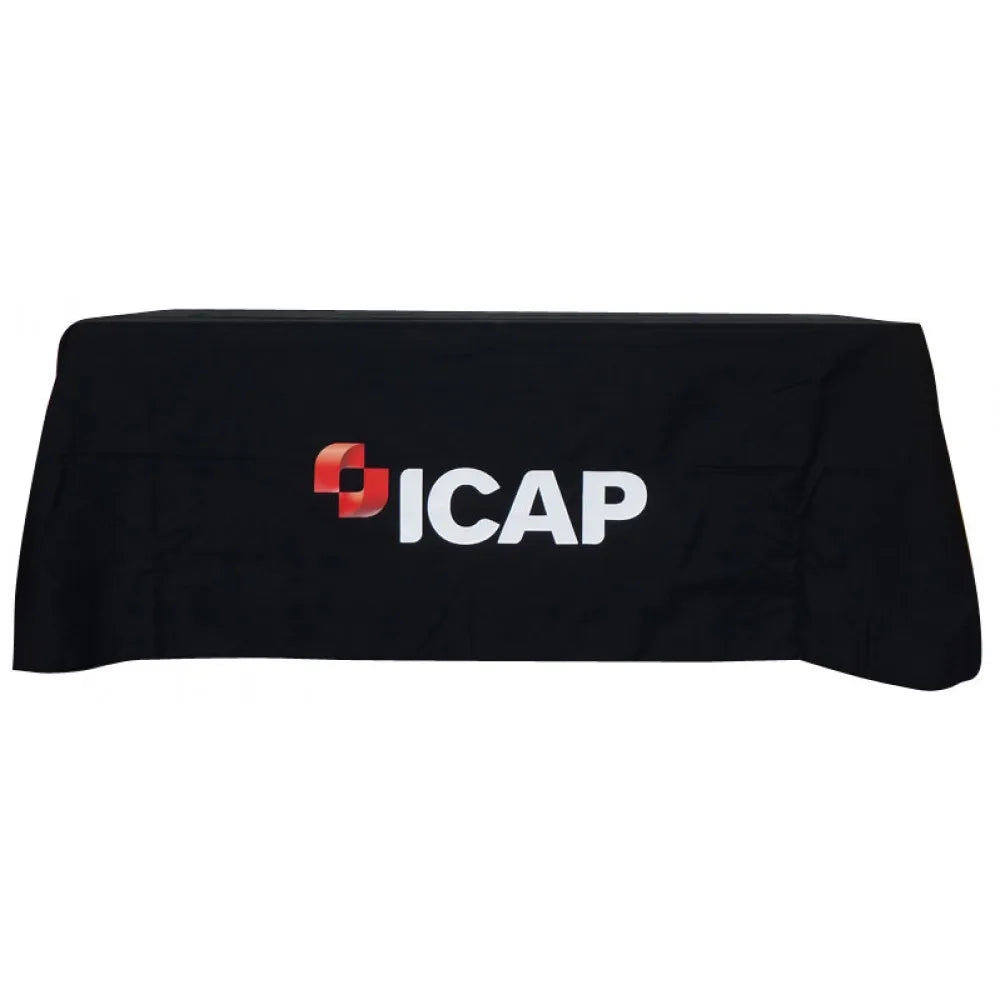 6Ft 8Ft Rectangle Table Cloth Logo Polyester Trade UnFitted Indoor Birthday Booth Wedding Events Table Cover