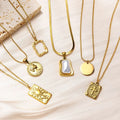 6 Designs Minimalist Stainless Steel Gold Plated Pearl Pendant Necklace Hot Selling French Irregular Geometric  Collarbone Chain