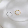 Fenny 18K Gold Plated Wholesale Trend Dainty Super Fine Line Waved Fold Wear Stainless Steel Finger Ring Trend for Women