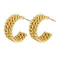 Fashion Fine Jewelry Gold Plated Earrings c Shape Rope Stud Earrings