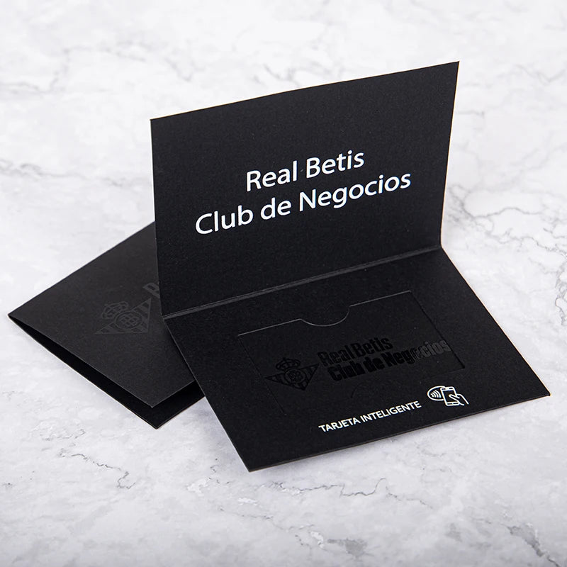 Custom Black Cardboard Wallet Envelopes with UV Logo for Business Cards Credit Card Covers Gift Card Use Custom Design Available