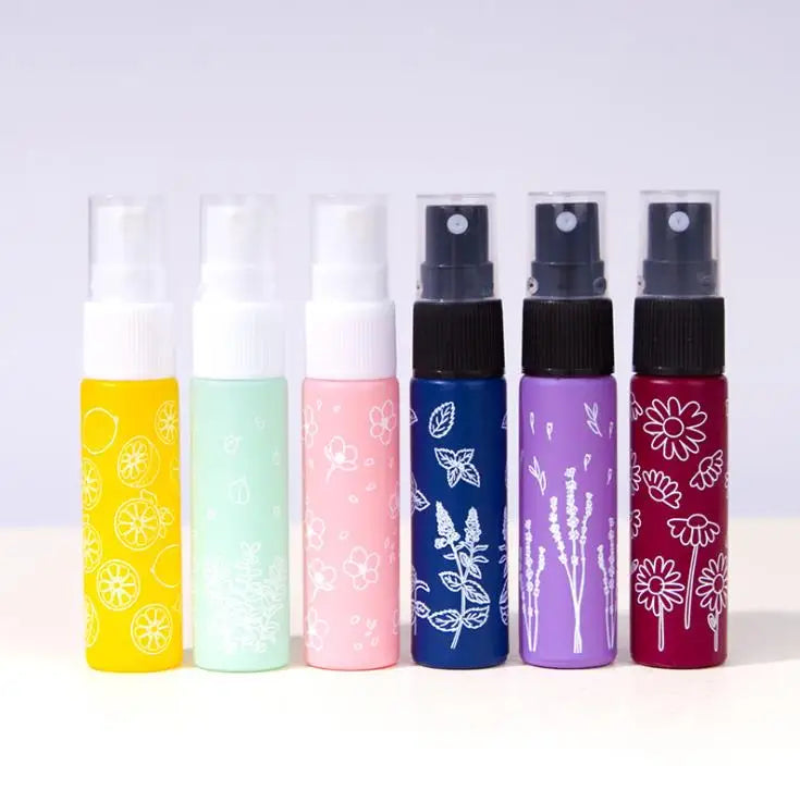 In Stock 10ml Macaron Printing Flower Glass Spray Bottle With White/black Spray for Cosmetics Perfume