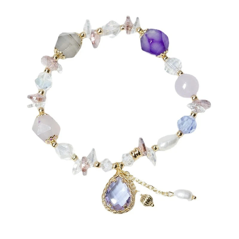 Crystal Lucky Lotus Colored Glaze Bracelet Yuan Bao Retro Ruyi Beaded Bracelet Jewelry Wholesale Women