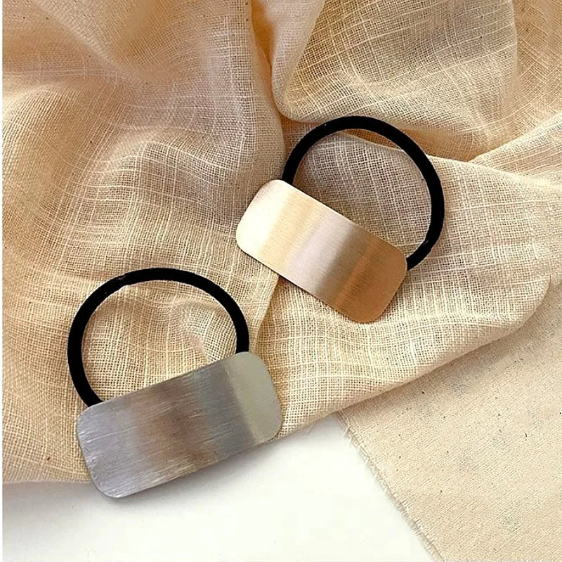 Fashion Vintage Women Girls Simple Ponytails Elastic Hair Bands Bracelet Hair Tie Alloy Geometric Hair Ties