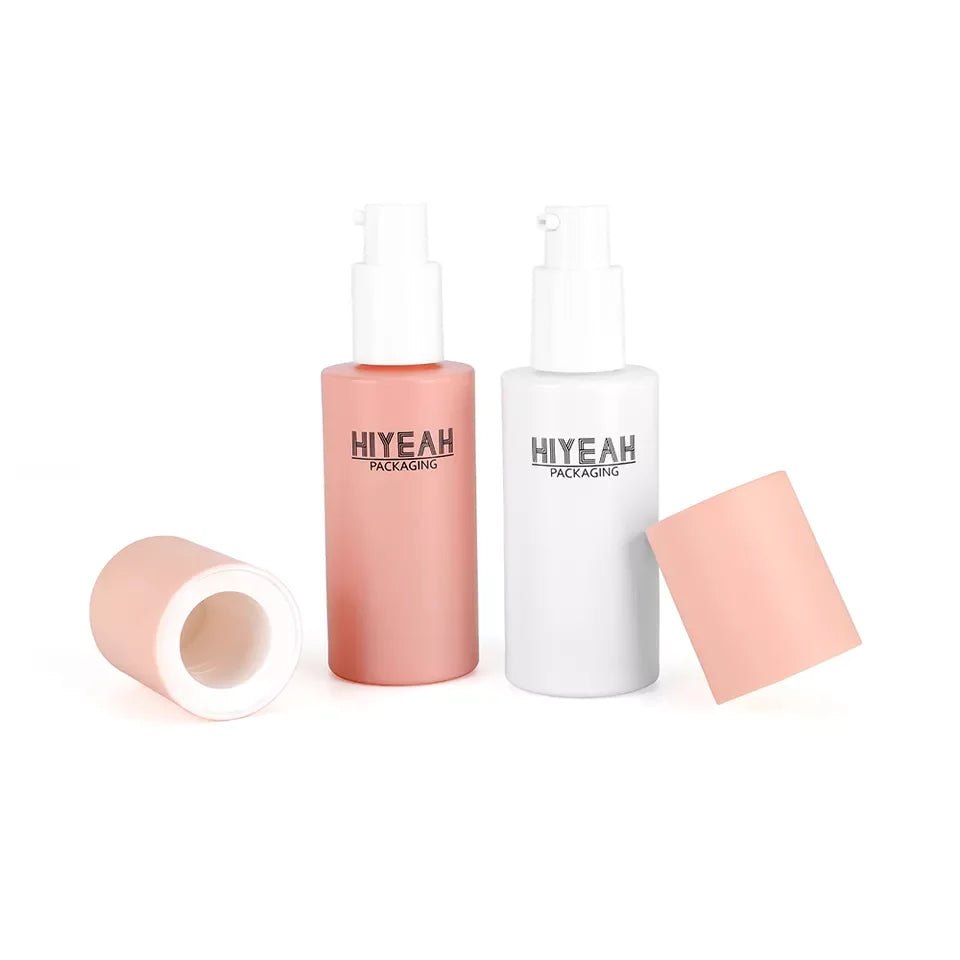 Custom Logo Frosted Clear Round Glass Cosmetic Pump Bottle for Skin Care Cream & Eye Cream 30ml