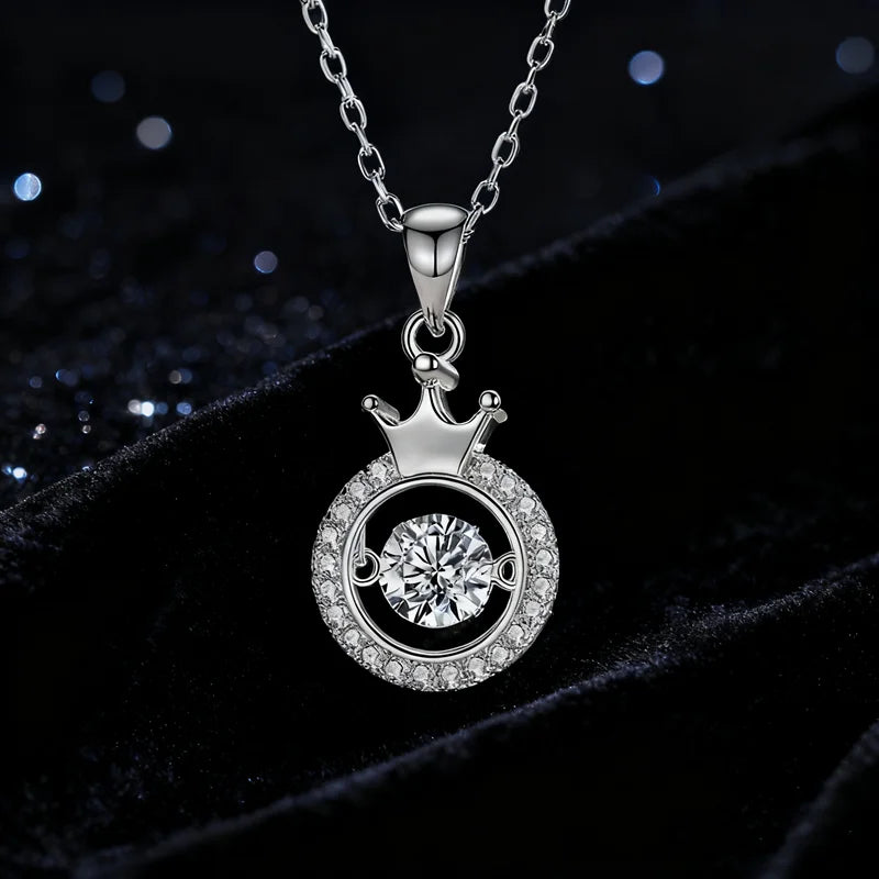 Hundred S925 Moissanite Spirit Series Crown Necklace Sterling Silver Bone Fashion Women Romantic Pendant Necklaces