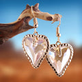 Ladies Trendy Fashion Beige Jewelry Drop Earring Women Alloy Shiny Crystal Glass Valentine Gift Heart Pendant Earring Wholesale