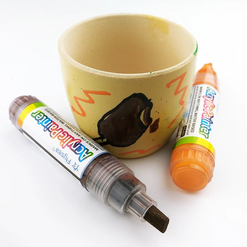 Flysea Brand 8.5mm Flat Tip Water Based Acrylic Marker Pen Accept Custom Logo and Packing