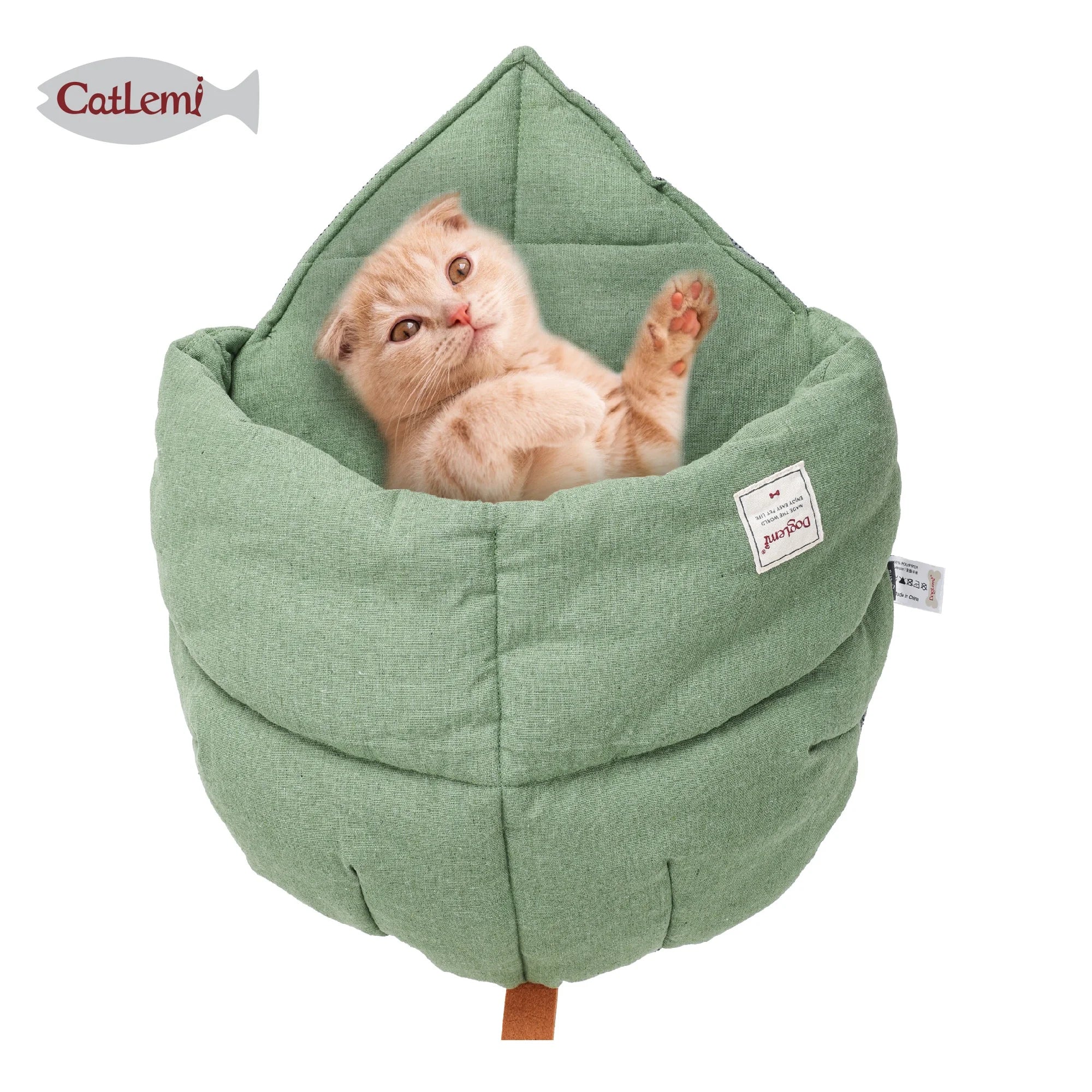 Best Selling Luxury Cat Bed Factory ODM Floral Pattern Leaf Design Cave Bed Made with Natural Materials