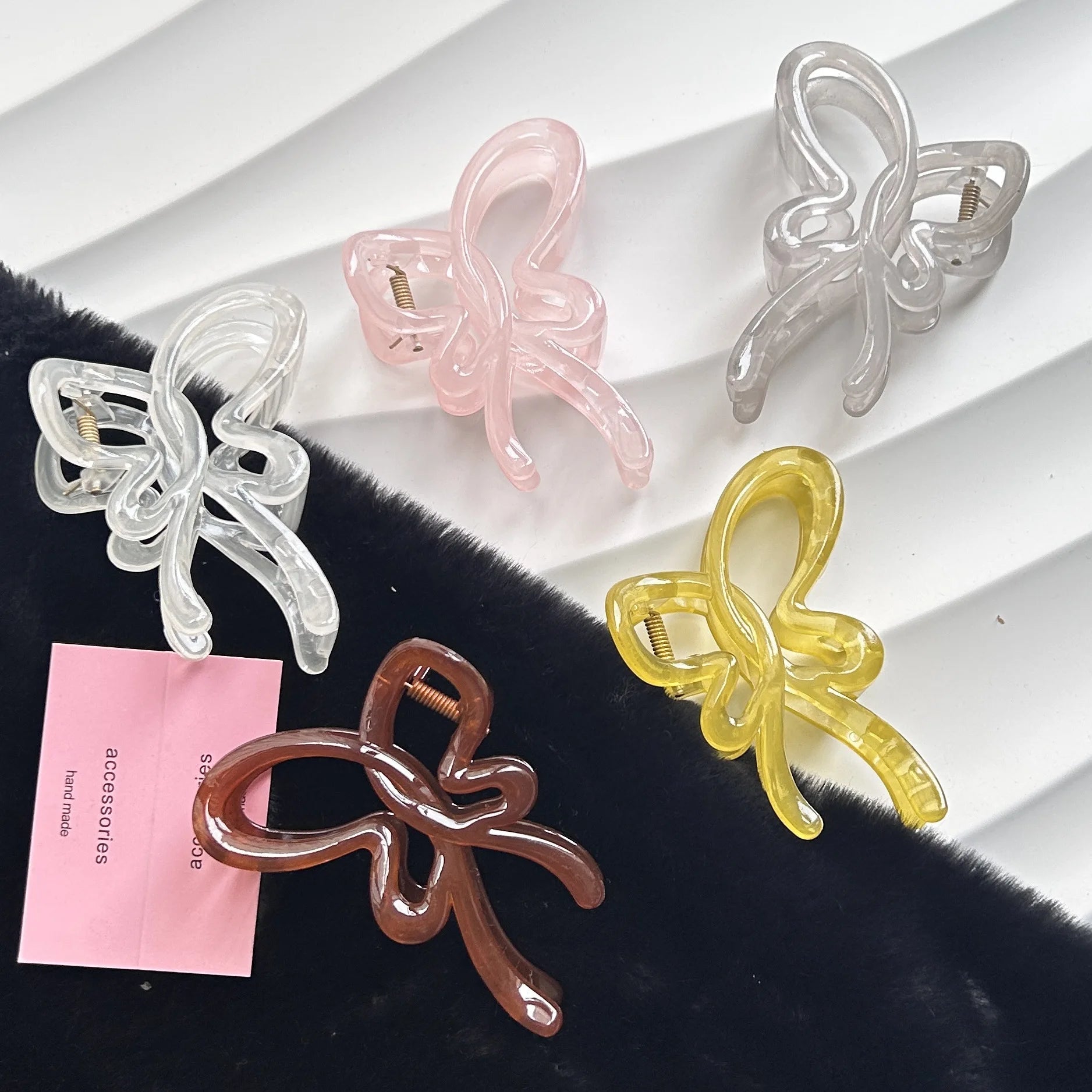 Sweet Korean Style Plastic Bow Hair Clip MIni Bow Claw Clips for Women Accessories Daily Use Bow Knot Hair Accessories
