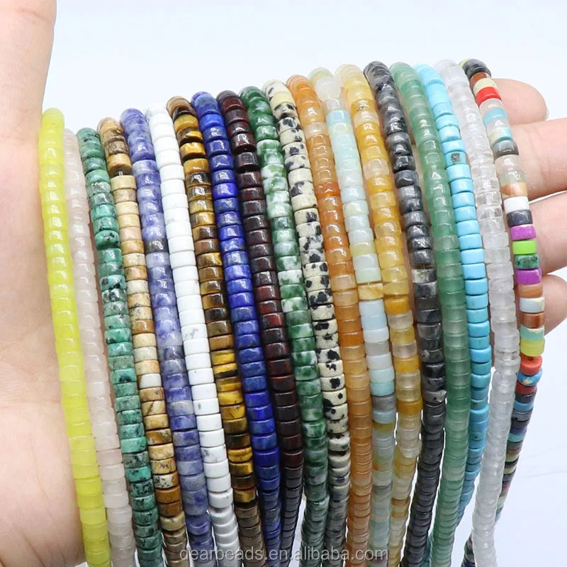 Natural Gemstone Spacer Heishi Beads Rondelle Rondel Beads for DIY Jewelry Making 2x4 3x6mm 38cm Strand