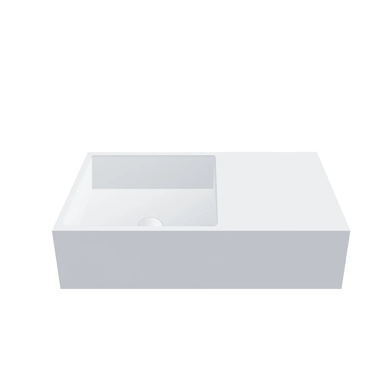 Modern Custom Size Rectangular Corner Wall Hung Matte Gloss Artificial Stone Sink Polished Eco-Friendly Easy Clean Bathroom