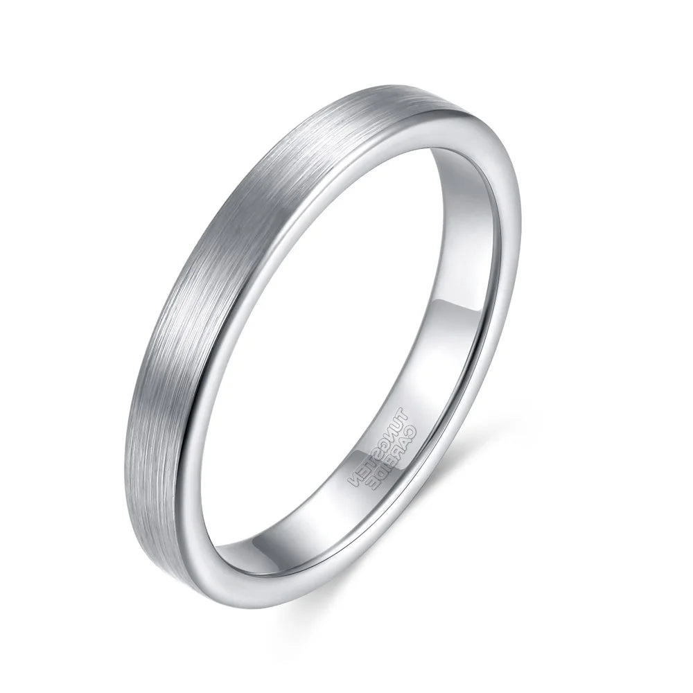 OAHLAN Fashion Jewelry 3mm Brushed Bands Silver Rose Gold Plated Tungsten Carbide Rings for Men Women Couple Engagement Wedding