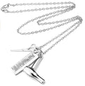 Men's Hip Hop Necklaces HKT Necklace Pendant Stainless Steel Chain Scissor Hair Dryer Comb Necklaces