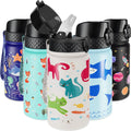 Haers 12oz BPA-FREE Leak Proof Double Wall Kids Thermos Stainless Steel Water Bottle with Straw for School Boys Girls
