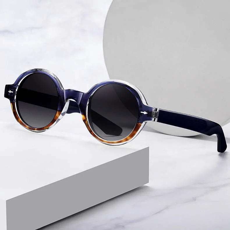 Custom High Quality Round Sunglasses Polarized Men Anti Blue Light Glasses 2025 Retro Vintage Tr90 Sunglasses