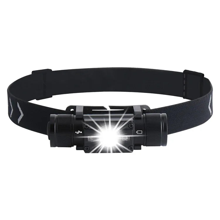 High Power 2000 Lumens Led Hunting Sports Headlamp With 90 Degree Adjustment USB-c Rechargeable Led Bulb  Headlamp Work Light