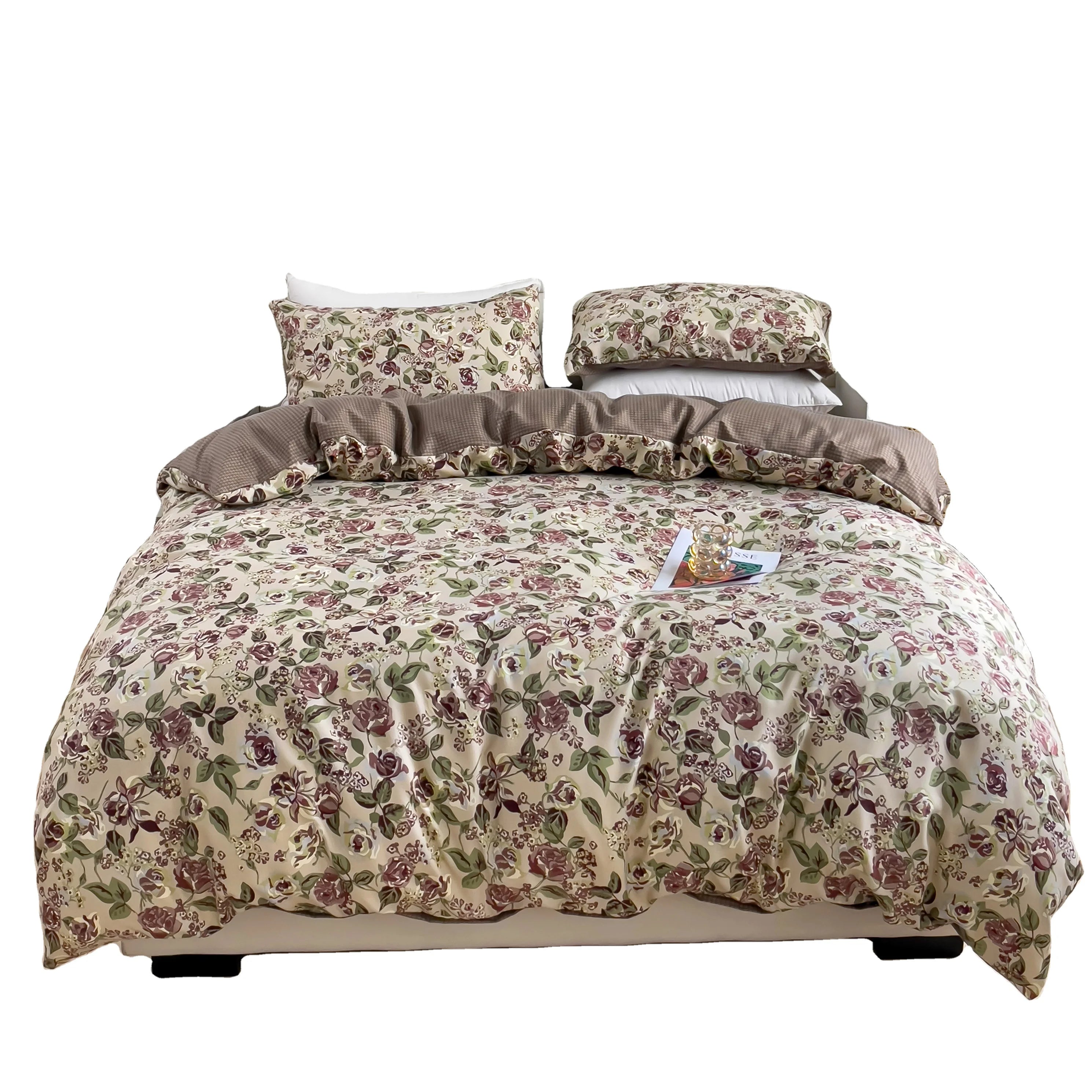 Wholesale High Quality 100 Microfiber Floral Printed Duvet Cover 4PCS Bedding Sets for Home