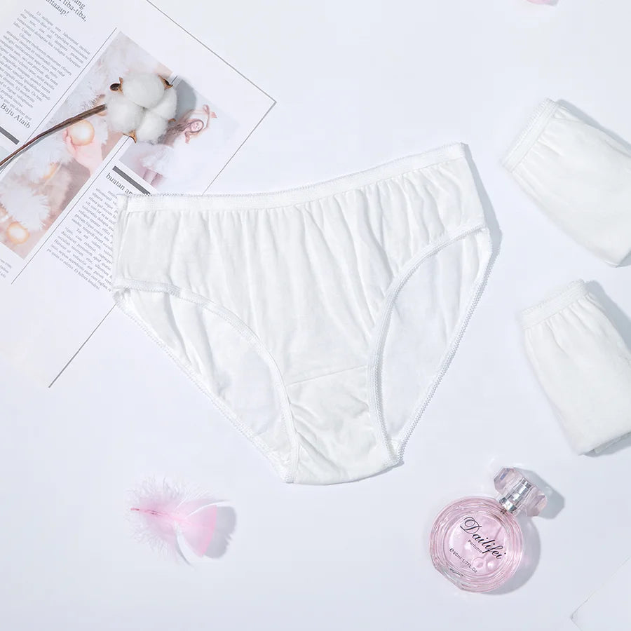 Factory Cheap Breathable Pure Cotton Disposable Underwear Woman Disposable Briefs Women Panties for SPA