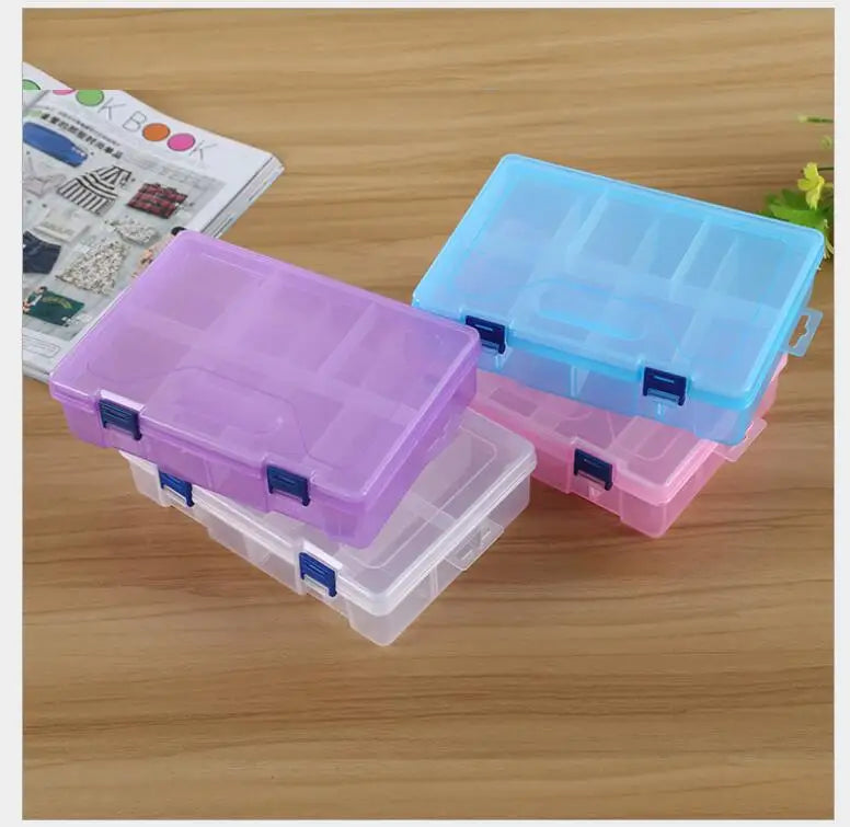 Cute Clear Storage Box with Plastic Lid 8 Compartment Organizer for Bento Accessories Toy Clothing Beads Small Things