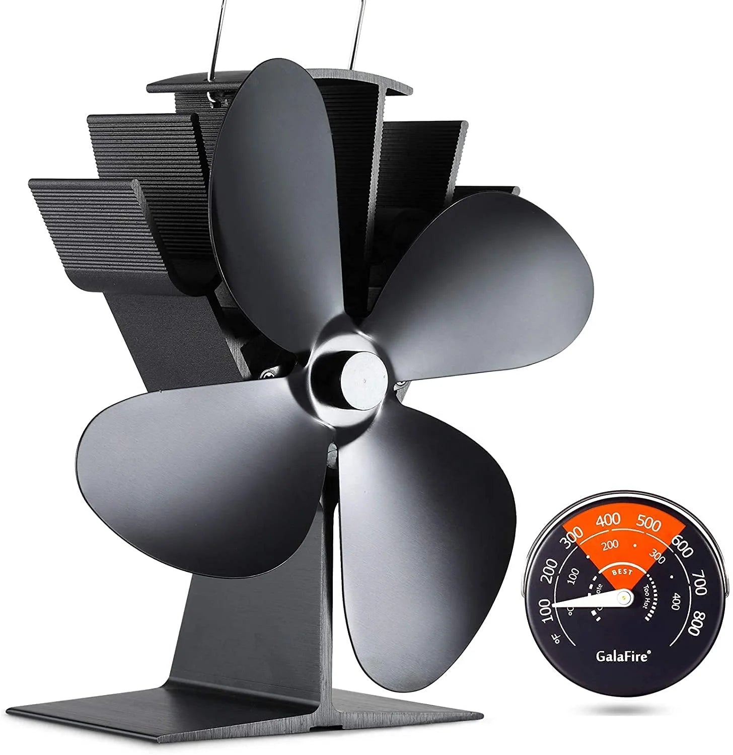 4 Blade Fireplace Fast Start Heat Powered Stove Fan for Wood Ultra Quiet Circulating Warm Air Saving Fuel Efficiently Stove Fan