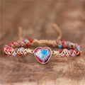 Boho Heart Charm Double Layers Weaving Imperial Jasper Beads Bracelets Macrame Yoga Friendship Lover Jewelry Wholesale