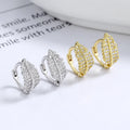 Fashion Jewelry 925 Sterling Silver Earrings Leaf Full Diamond Gold Plated Hoop Earrings for Women