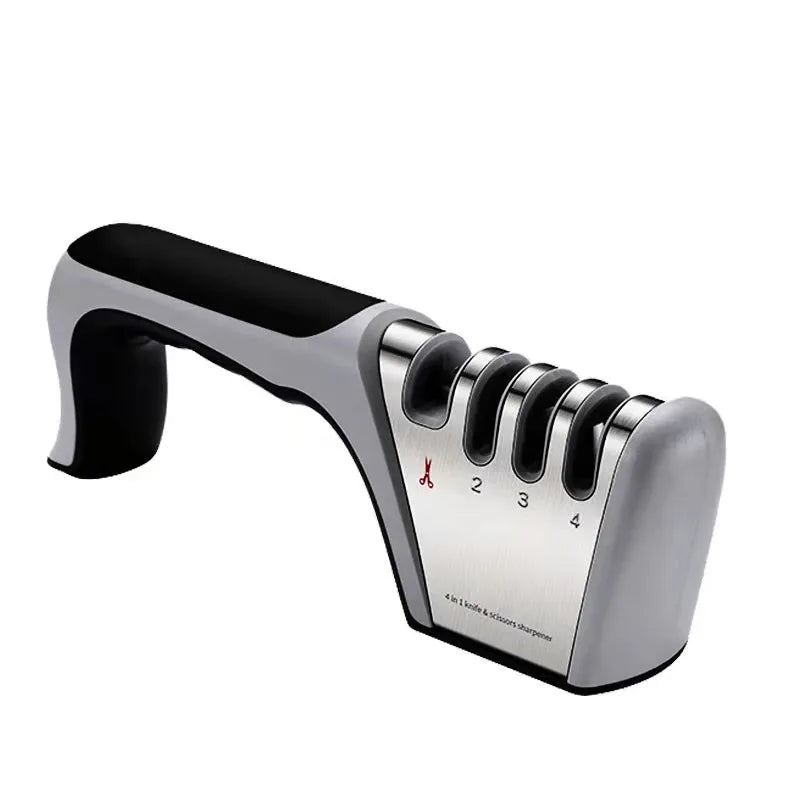 Kitchen Knife Accessories 4-Stage Multi-Grit Knife Sharpener with Non-Slip Rubber Handle BPA-Free & Eco-Friendly J&J Brand