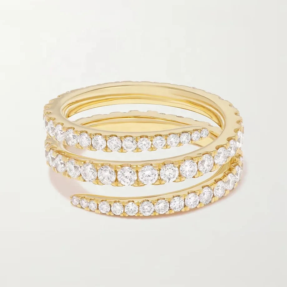 LOZRUNVE Fashion Jewelry Wholesale 14 18k Gold Luxury Cubic Zirconia Hip Hop Ring 925 Silver for Women