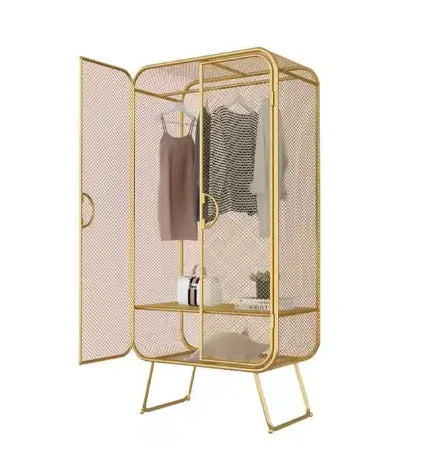 Nordic Minimalism  Large Capacity Bedroom Coat Rack Metal Cabinet Wardrobe  Luxury Storage Solution