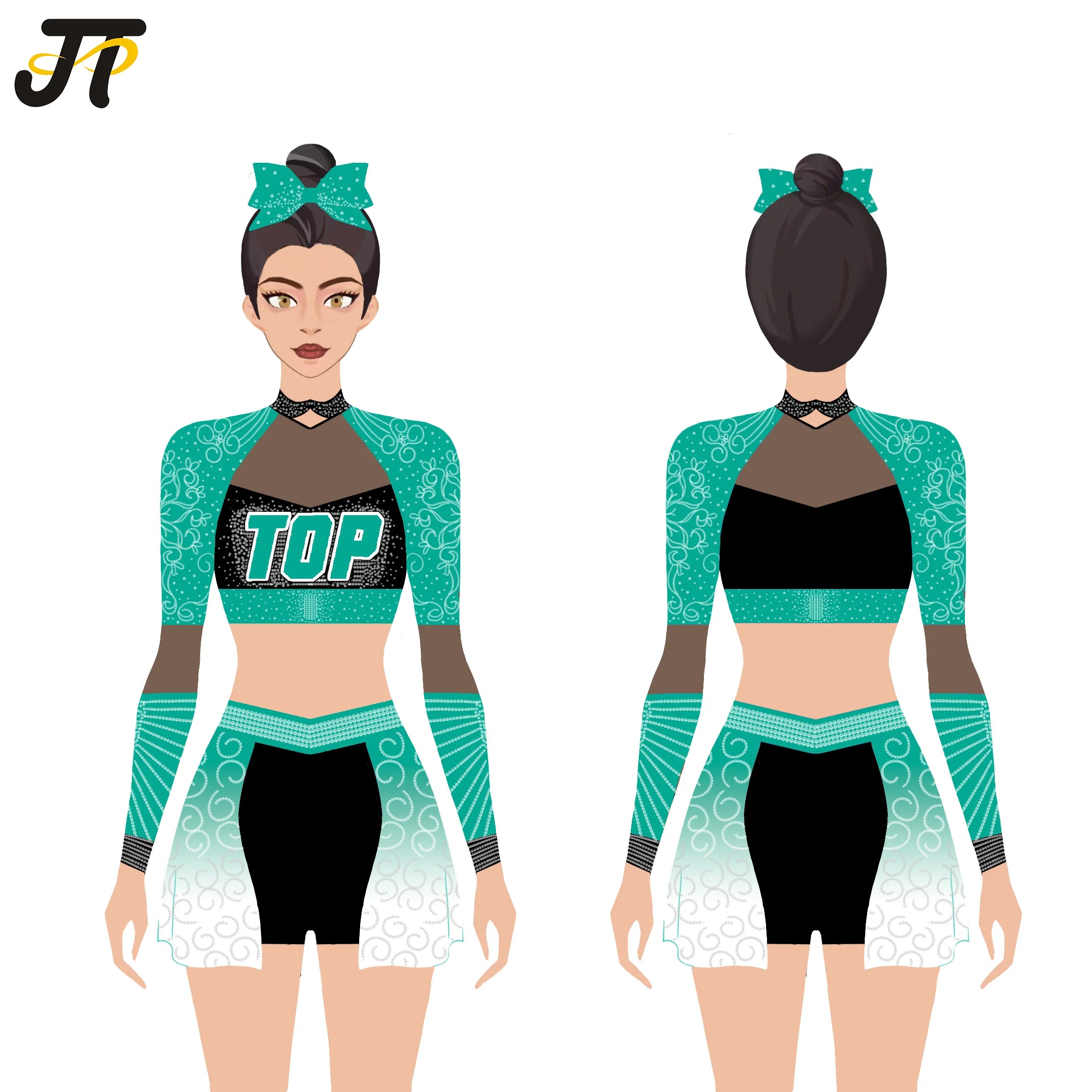 Custom Dallas Cowboys Cheerleader Outfit for Girls' Youth Custom Logo Crop Top Cheer Uniform Clovers Set OEM Design for Children