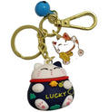 Cartoon Lucky Cat Bell Keychain Pendant Fun Cute Crane Machine Creative Doll Gift for Mom Gue Ring Key Chain Ornaments