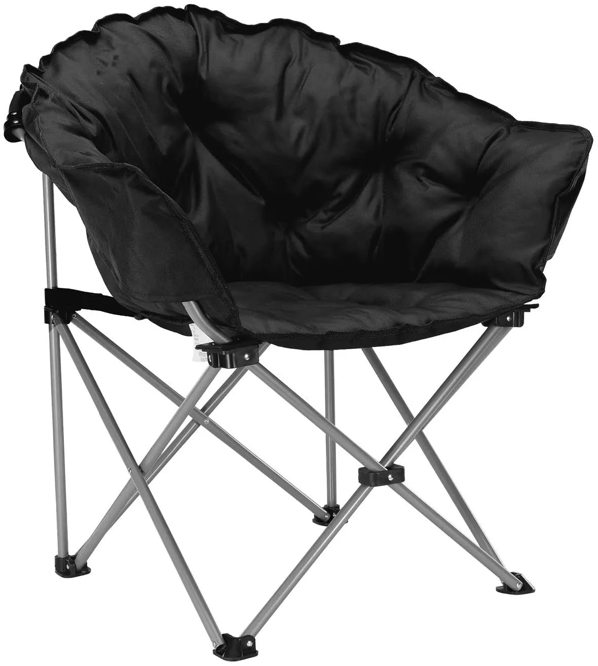 WOQI Folding Padded Moon Saucer Round Chair-Portable Modern Design for Outdoor Garden & Beach Use
