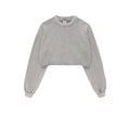 Custom Logo Short Crop Loose Cut Roll-up Crew Neck Drop Shoulder Long Sleeve Fitness Sports Women's Top Sweatshirt