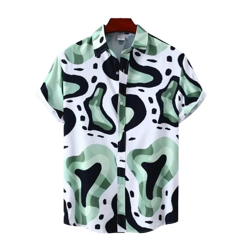 RNSHANGER Natural Scenery Mountain Plants 3d Print Hawaiian Shirt Men Summer Short Sleeves Tops Beach Street Lapel Blouse