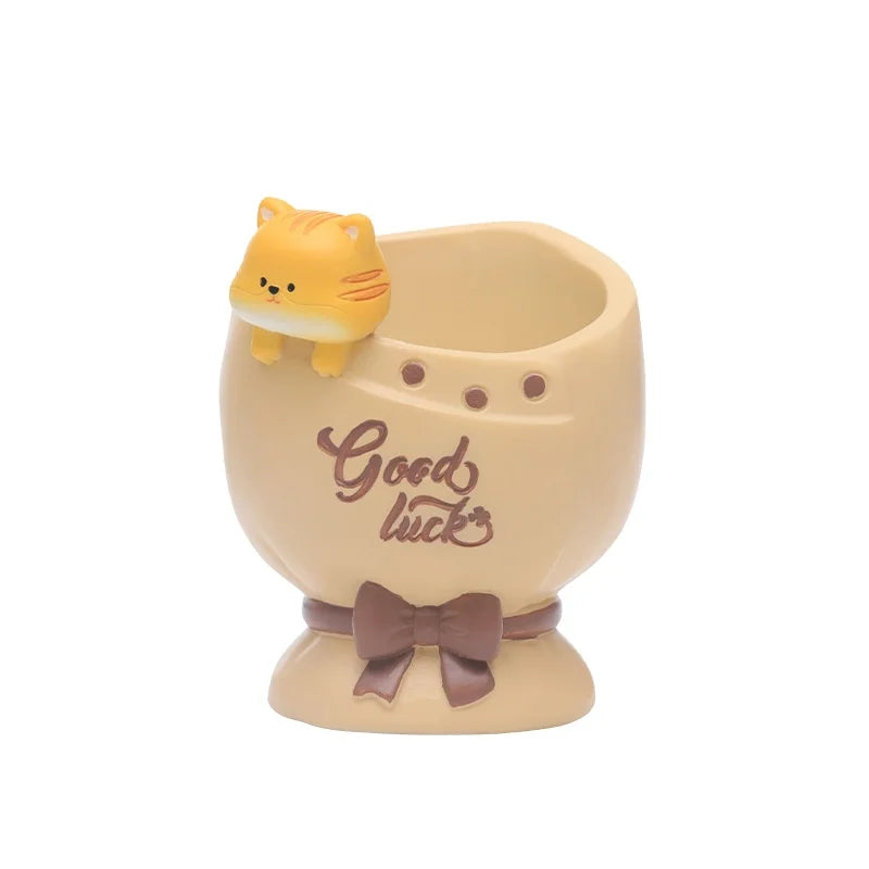 Creative Resin Succulent Flowerpot Cartoon Cute Pet Home Flowerpot Simple Green Plant Potted House Office Decoration Desktop