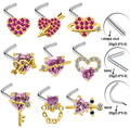 Gaby New Sale Trendy Engagement Wedding Gift Gold Plated Heart Shape Clear Nose Rings for Face/Body Piercing Wholesale