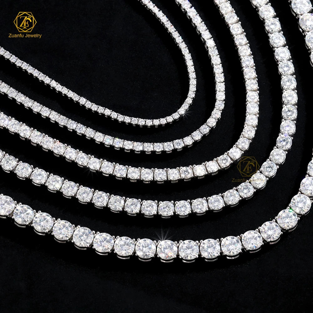 Hip Hop Jewelry 925 Sterling Silver Iced Out D VVS Moissanite Diamond Tennis Chain Bracelet for Men Women
