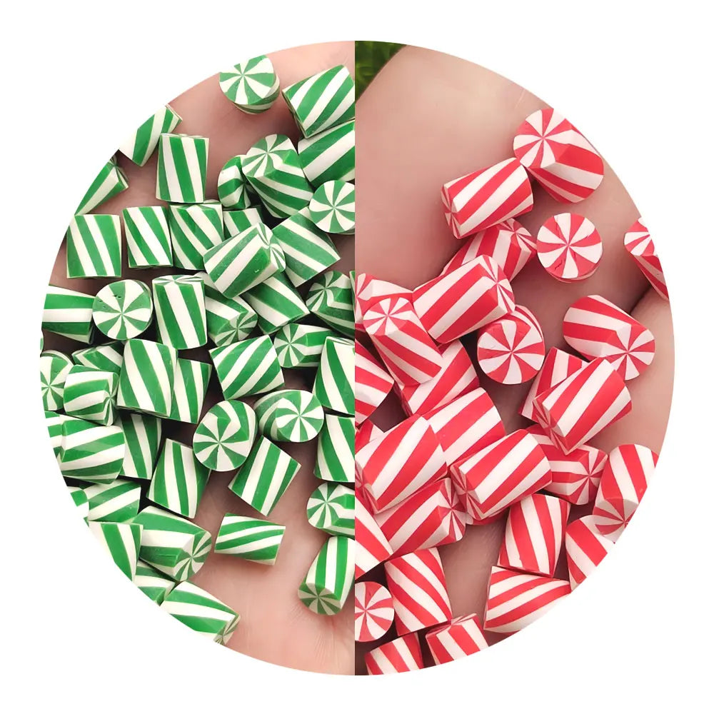 1000Pcs/Lot Christmas Candy Polymer Clay Beads Cute Xmas Holiday Red Green Peppermint Hot Clay Beads for Party Decoration