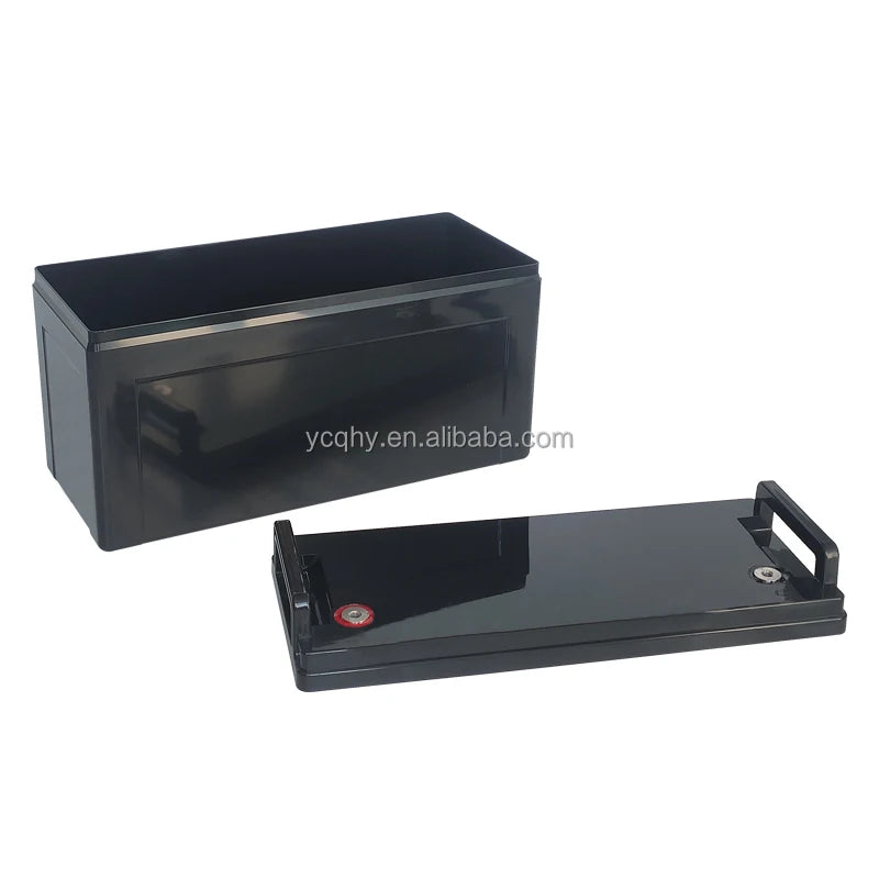 QHY Factory Supply Direct 12v 120ah IP54 Waterproof Solar Lithium Battery Storage Box Lifepo4 Battery Case Black